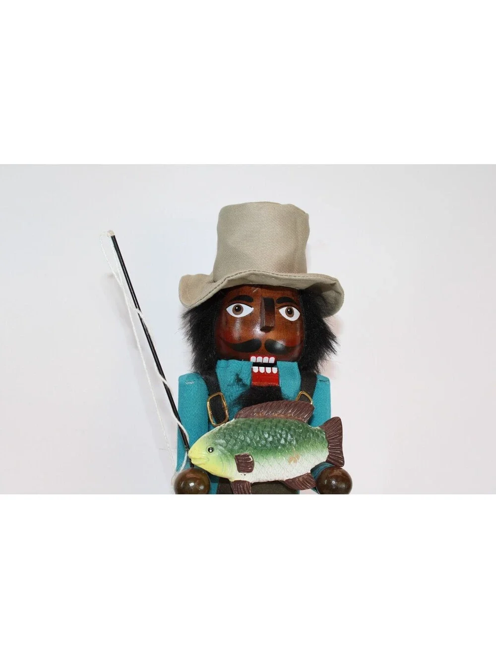 Cute Brown Fisherman Nutcracker with his Catch Christmas 14